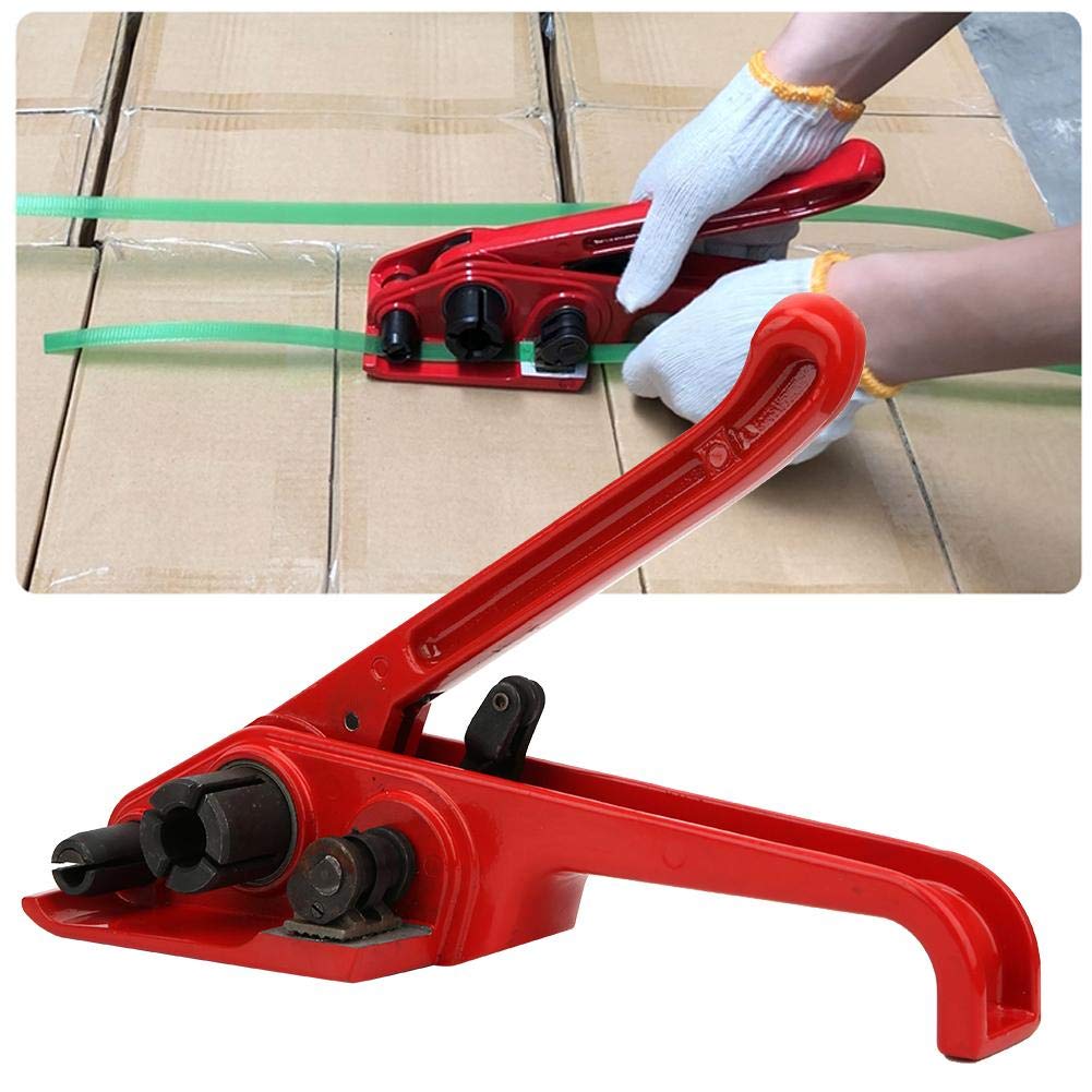 Tenditore a Nastro in PET, Reggiatrice Manuale per Nastro Reggiatrice Imballaggio Reggiatrice per Taglierina Nastro 16~19 mm PET/PP(Rosso)