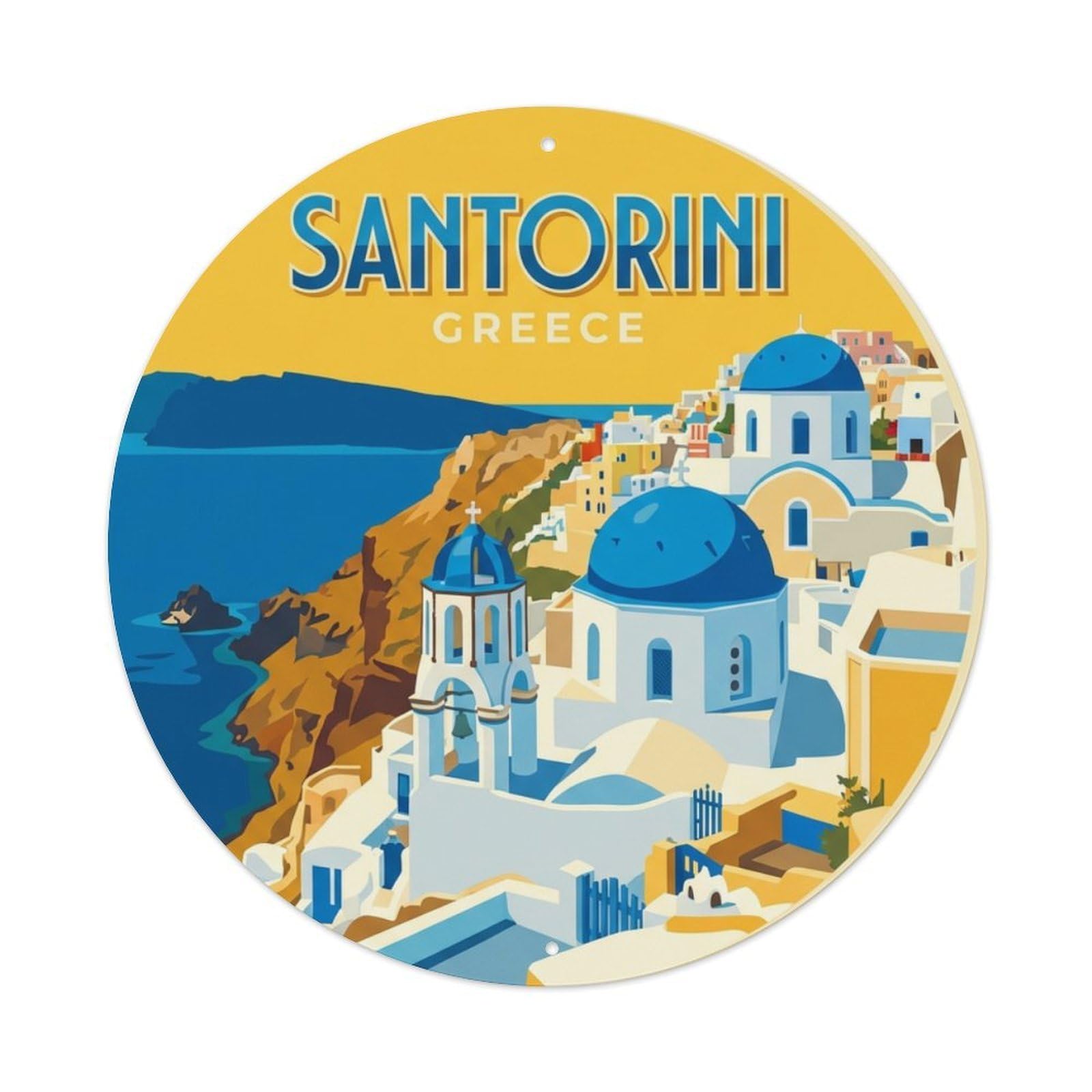 Galvaxio Style Greece Retro Travel Santorini Metal Tin Sign