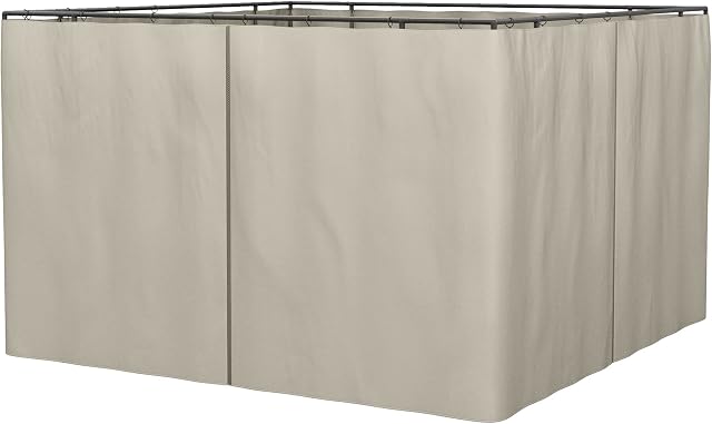 Outsunny Replacement Gazebo Curtains, 4-Panel Gazebo Side Panels Only, for 3 x 3 (M) Gazebos or Pergolas, Hooks/C-Rings Included, Beige