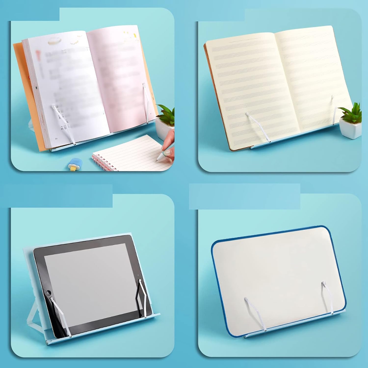 Book Stands and Holders for Reading Book Holder Hands Free Foldable Book Stand with Adjustable Angle for Textbook Document Sheet Music Magazines Tablet 10 x 8 inch for Kitchen and Office