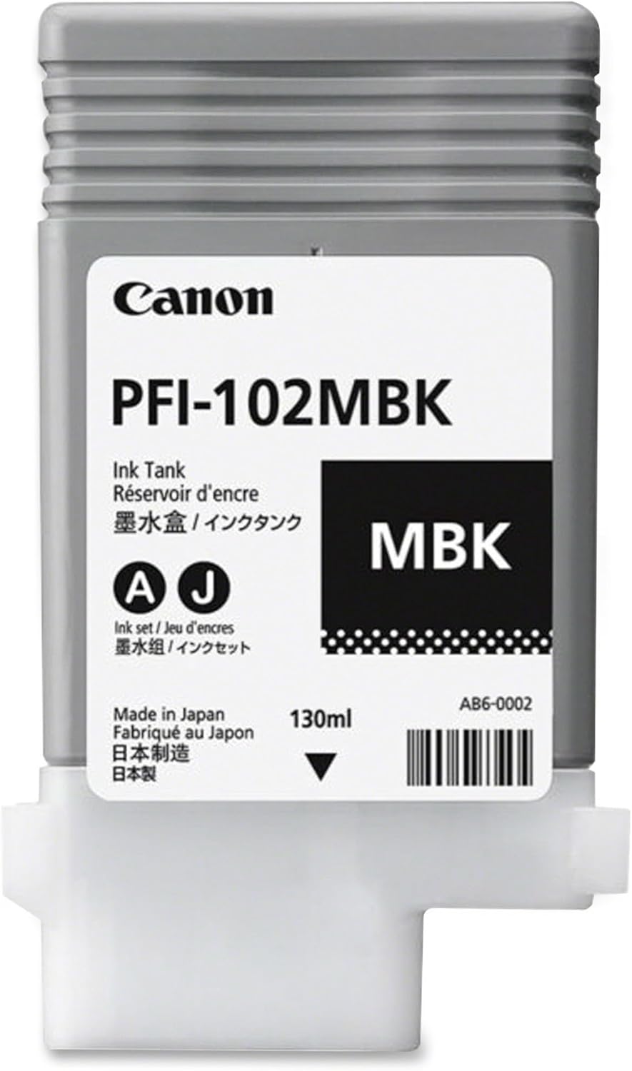 Canon 0894B001AA Ipf PFI-102MBK Matte Black Ink Tank 130ML for 500 600 700 Models