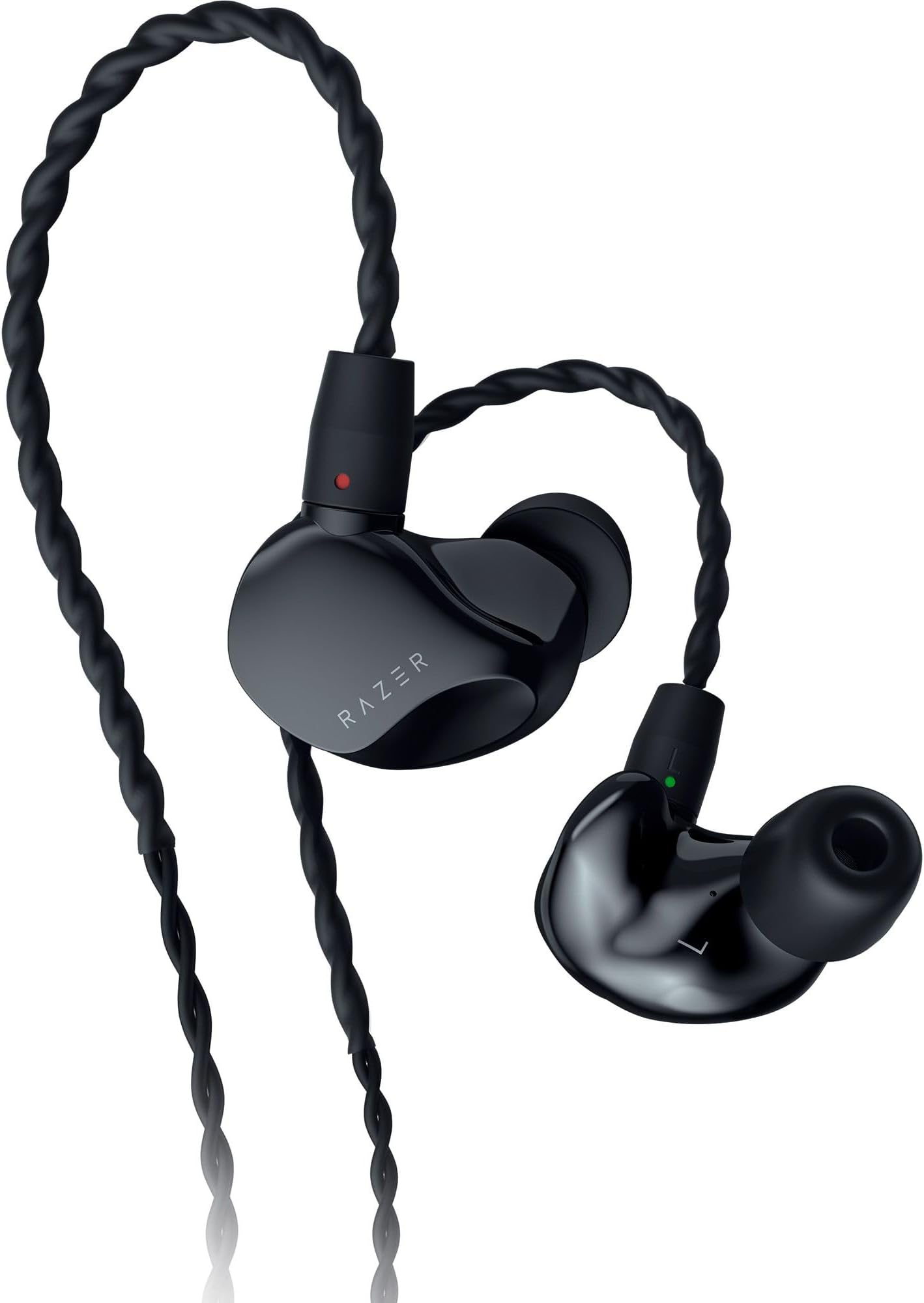 Moray in-Ear Monitor for Streaming: Hybrid Dual Driver Acoustic Design - Ergonomic Low Profile Shape - Passive Noice Isolation - Braided Over-Ear Wires - Custom Ear Tips & Carrying Case - Black