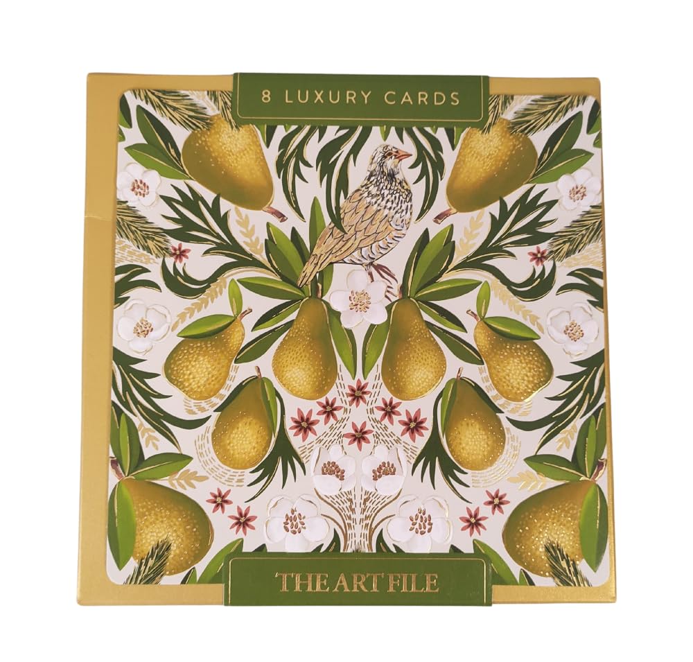 The Art File - 8 Pack Christmas Cards - Partridge & Pear Lux Box - LBX110