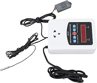 Temperature Humidity Controller Reptile Mushroom Greenhouse Thermostat Controlled Outlet Heater Fridge Humidifier Temperature and Humidity Sensor for Mushroom Greenhouse Reptile (US Plug 110V)