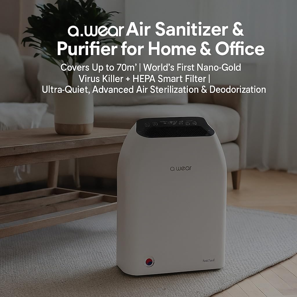 منقي ومعقم هواء للمنزل والمكتب - يغطي حتى 70 متر مربع | اول قاتل فيروسات نانو جولد في العالم + فلتر هيبا الذكي | فائق الهدوء وتعقيم الهواء وازالة الروائح الكريهة 2026 - view 5