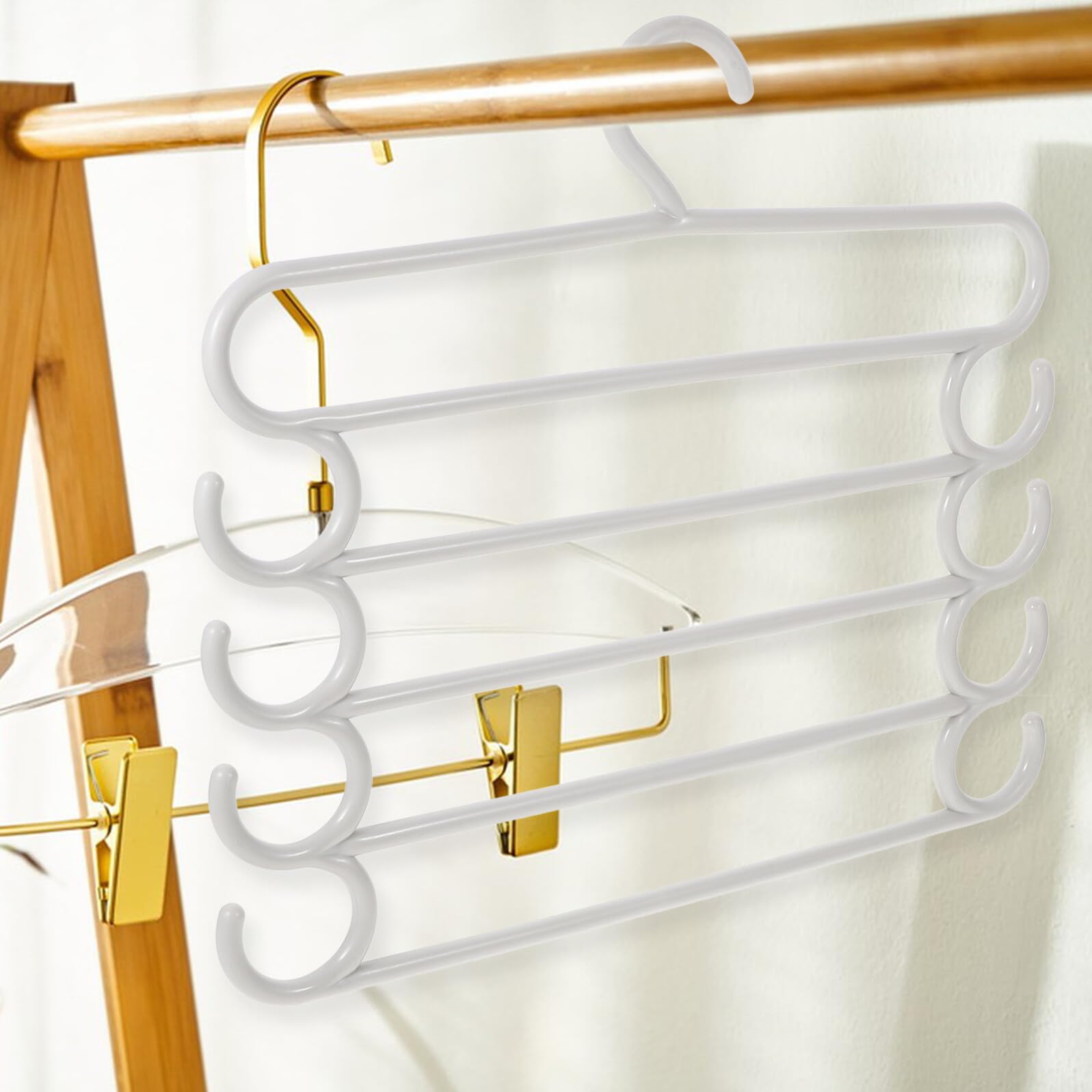 5stücke Mehrlagige Hosenbügel Platzsparende Kleiderbügel Knitterfrei Schalbügel Krawattenhalter Mehrzweckbügel für Zuhause Hohe Belastbarkeit Einfach zu Bedienen