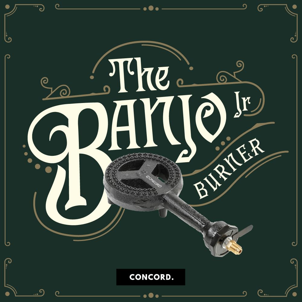 Concord - Cabezal de quemador Banjo Jr de alta presión de 6 pulgadas de diámetro con orificio de latón y soporte integrado (cabezal de quemador con manguera reguladora)