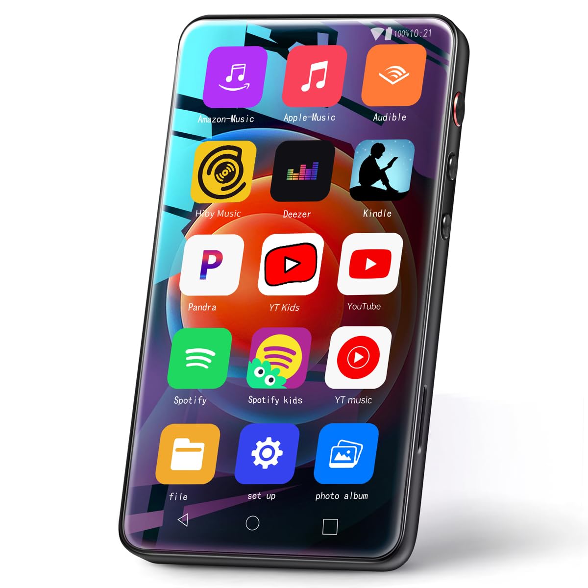 144GB MP3 Player with Bluetooth and WiFi up to 1TB, 4" Music player Touch Screen with Spotify,YouTube,Pandora, Audible,HiFi Android Streaming MP3 Player with Audible, MP4 Player Built-in Speaker,Black