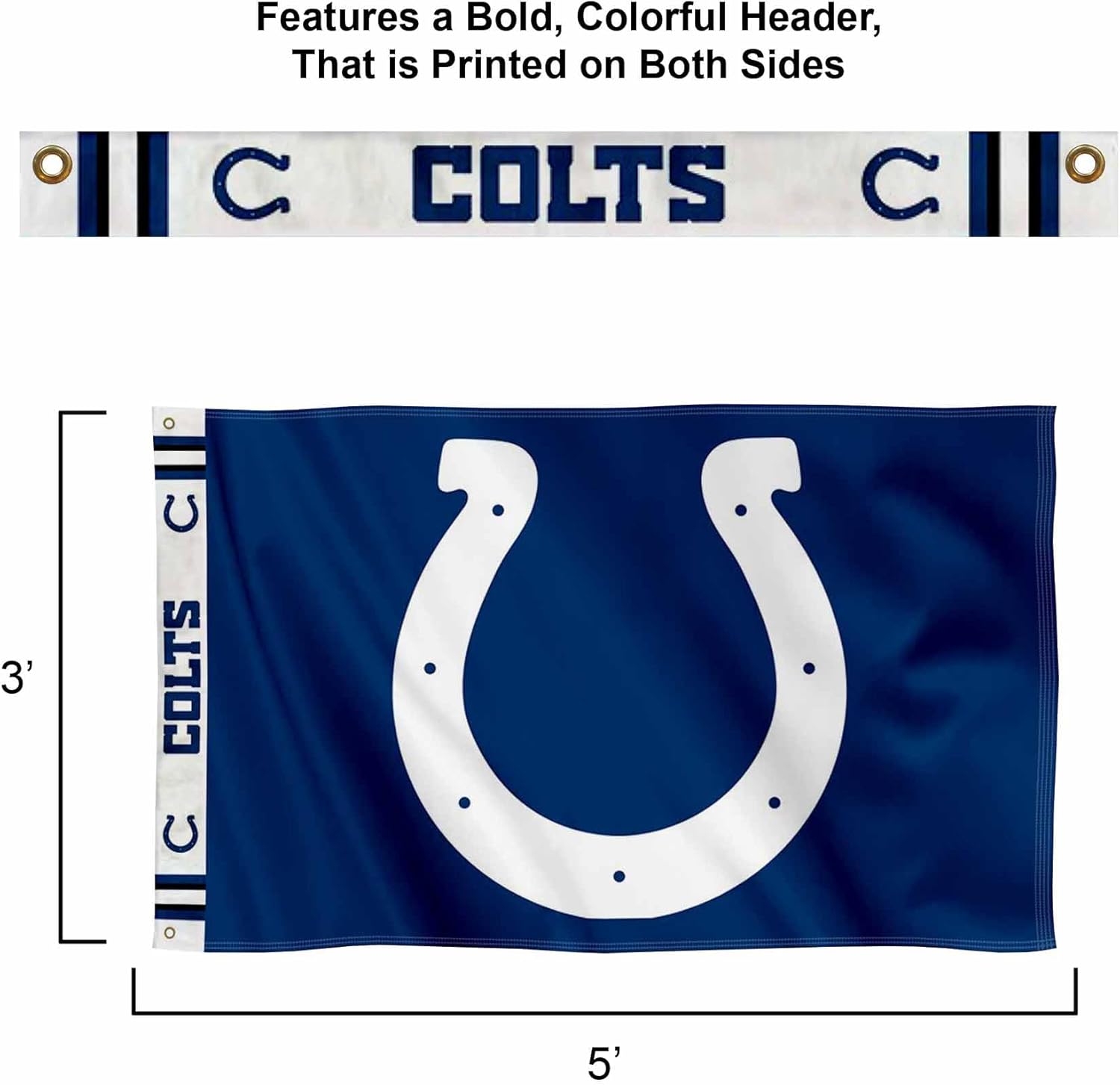 Indianapolis Colts Printed Header 3x5 Foot Banner Flag - Image 2