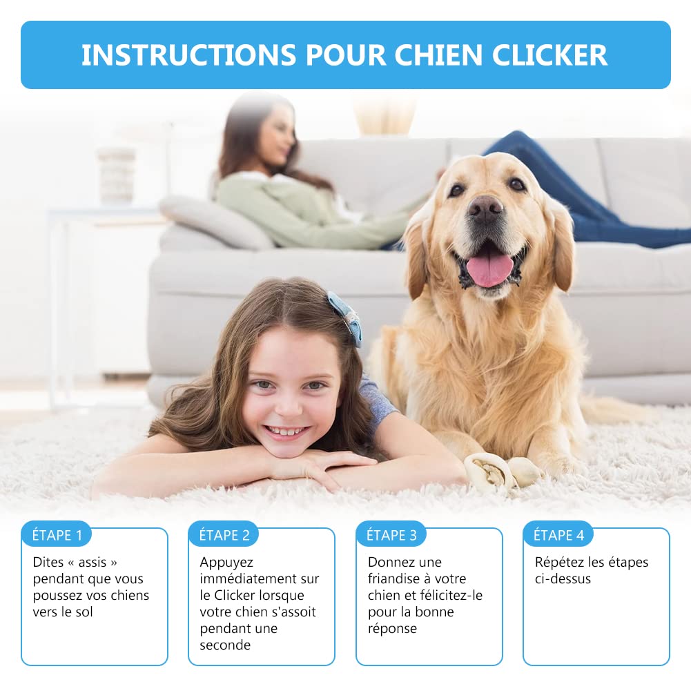 Clickers pour Chien,Clicker Training,Clicker Professionnel pour Doigt avec Bracelet Spirale,Entraînement Dressage pour Chiens Chats,Dressage pour Chien d'entraînement,Training Bouton Cliqueur,2PCS