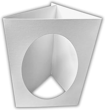 5 Pack A6 White Oval Aperture Card Blanks & Envelopes, Tri-Fold - 300gsm
