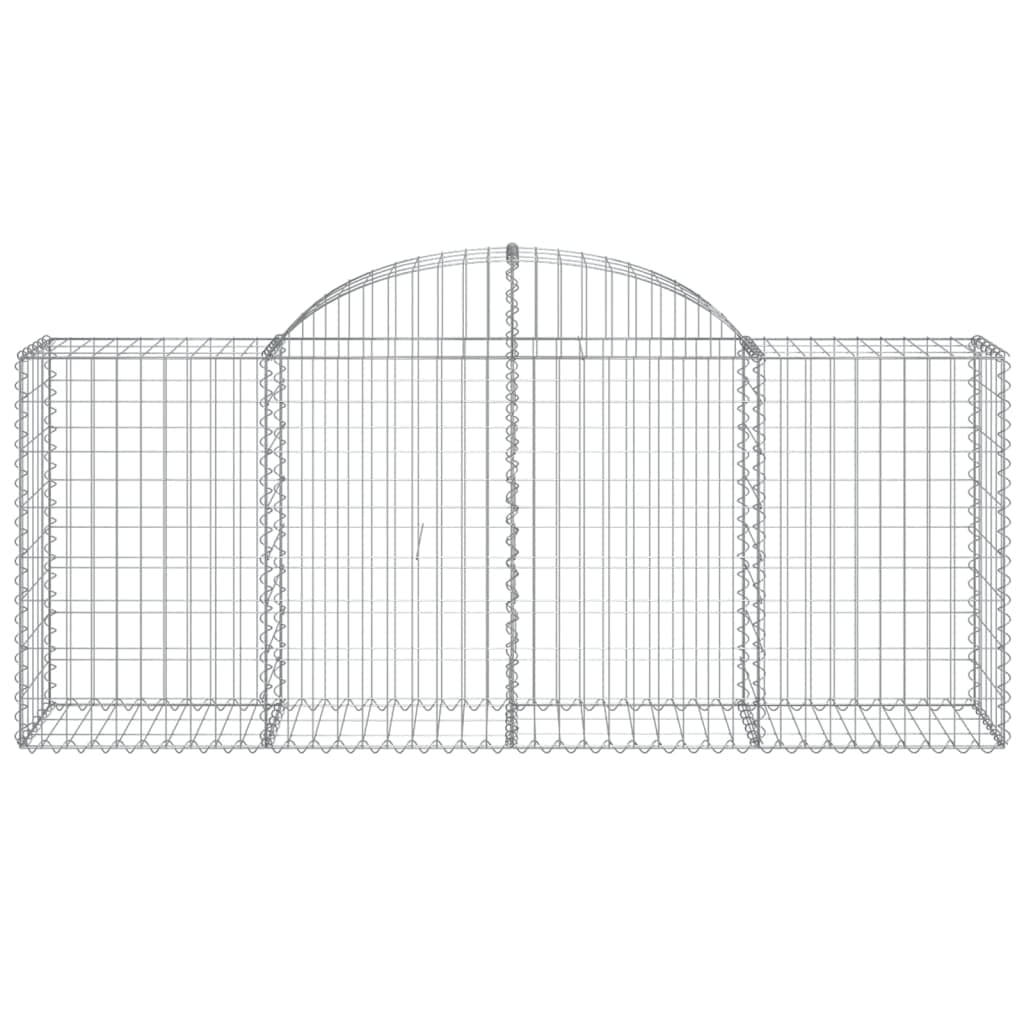 Gavión de hierro galvanizado con arco alto, 200 x 50 x 80/100 cm como pared de gaviones, protección visual para diseño decorativo y para rellenar con piedras