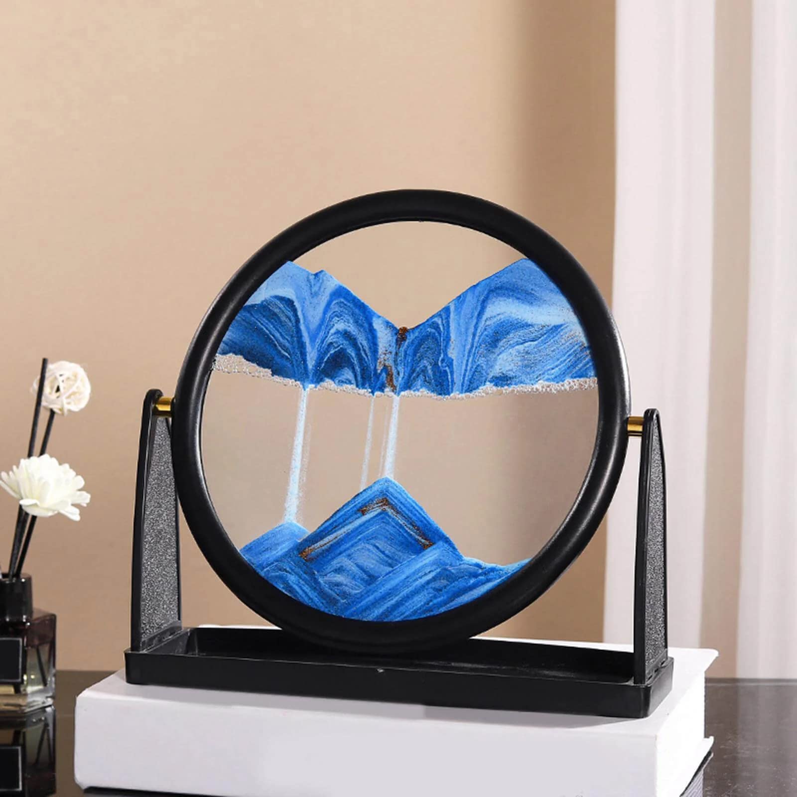 Bigsmall Rotating Moving Sandscape Decorative (Diameter : 8.5 inch) (Violet)