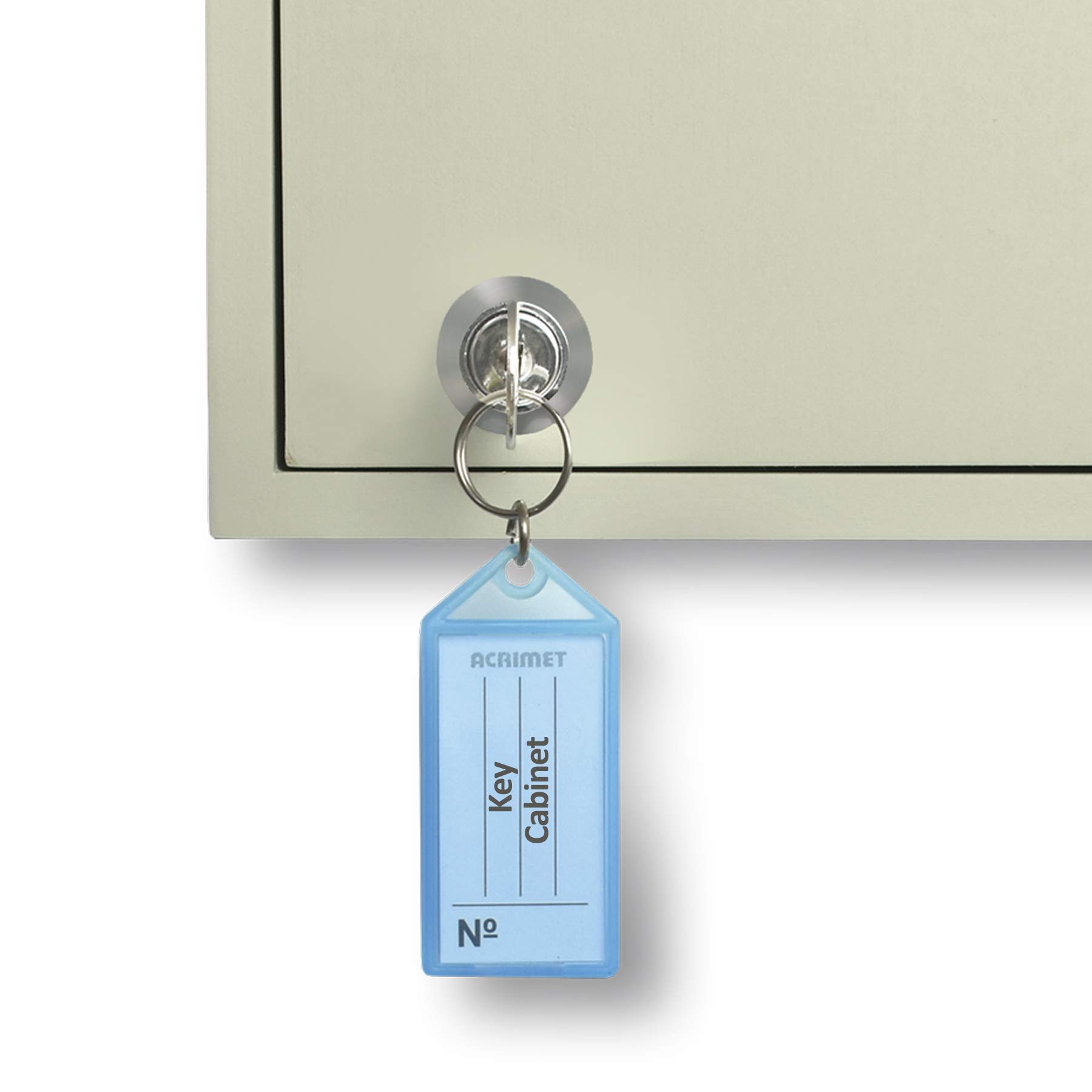 Acrimet Mobiletto Portachiavi per 48 Chiavi con Serratura (da Muro) (48 portachiavi multicolor inclusi) (mobiletto beige)