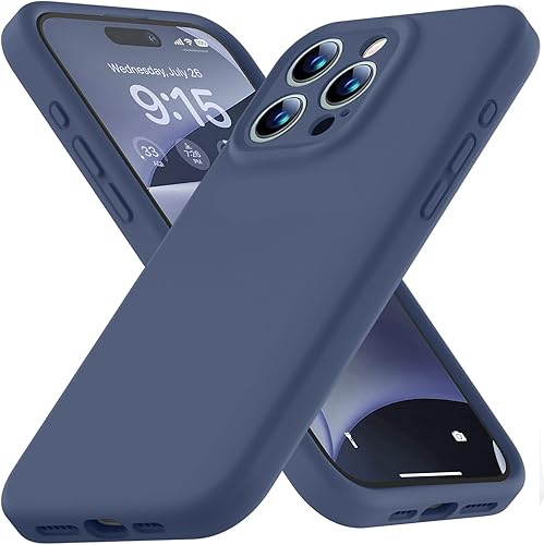 Ktele Compatible con iPhone 15 Pro Max, silicona mejorada protección de cámara forro de microfibra suave Funda de goma de gel delgada cubierta