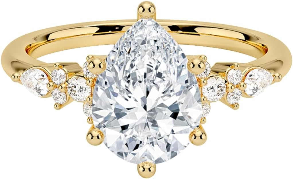 DAJEWELS 0.50 to 3 CT Moissanite Engagement Ring for Women Solitaire Prong Set 925 Sterling Silver 10K 14K 18K Solid Gold Wedding Promise Christmas Gift for Her High Sparkle