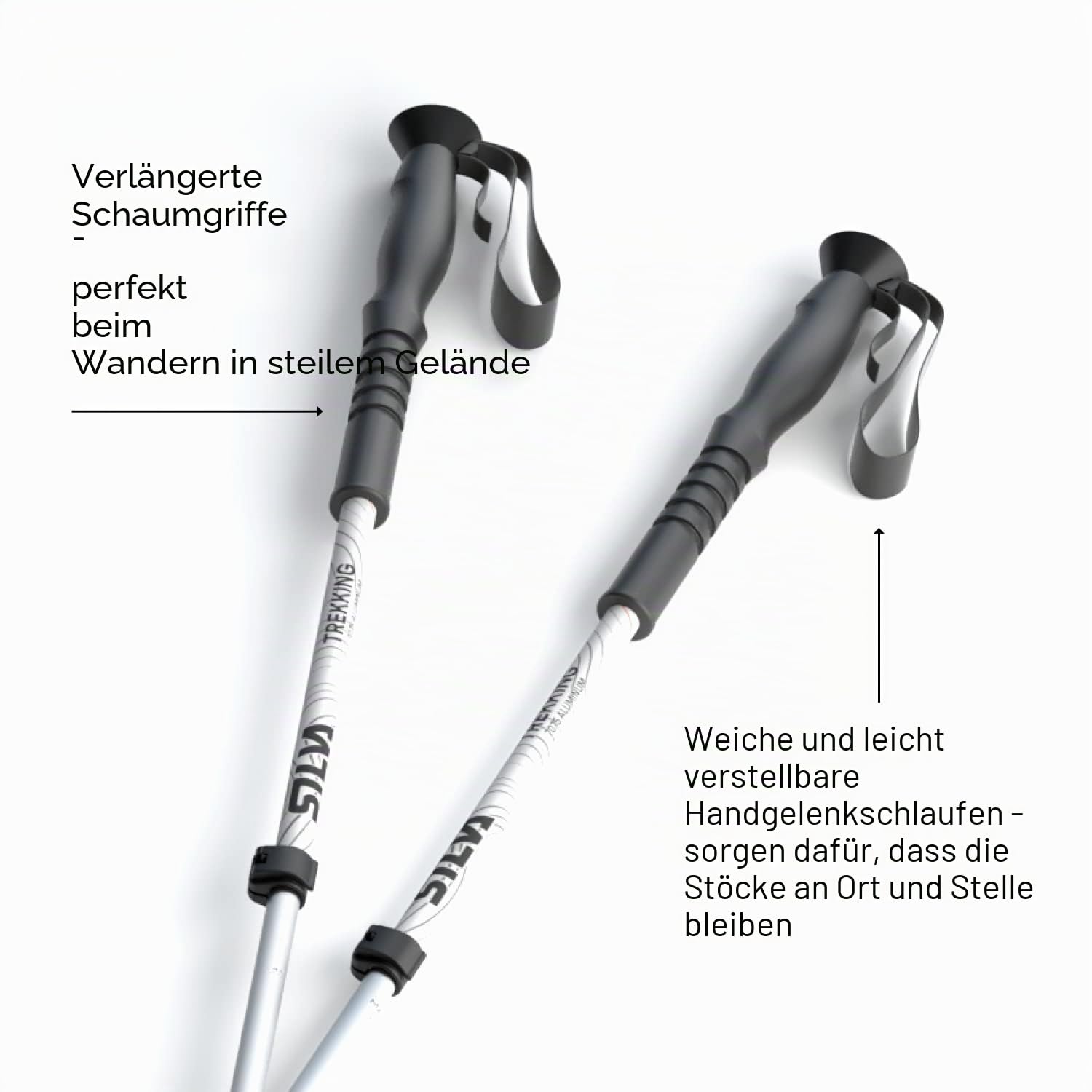 Silva Wanderstöcke Teleskop - Trekking Poles Aluminium - Faltbare Trekkingstöcke bis zu 140 cm - Schaumstoffgriffen & Handgelenkschlaufen - Walking Stöcke - Wanderstöcke Faltbar - Hiking Poles