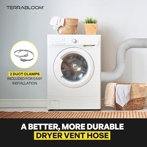 Terrabloom 8 Inch Air Duct - 8 Ft Long, White Flexible Ducting With 2 Clamps, 4 Layer Hvac Ventilation Air Hose thumb #1
