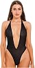 Sexy One Piece Swimsuit for Women Plunge Monokini High Cut Bodysuit Sheer Mesh Lingerie