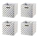 BAIST Gold Storage Cubes,Fancy Heavy Duty Canvas Decorative Foldable Storage Cube Bins Basket for Toys Clothes Books Large Square,4-Pack
