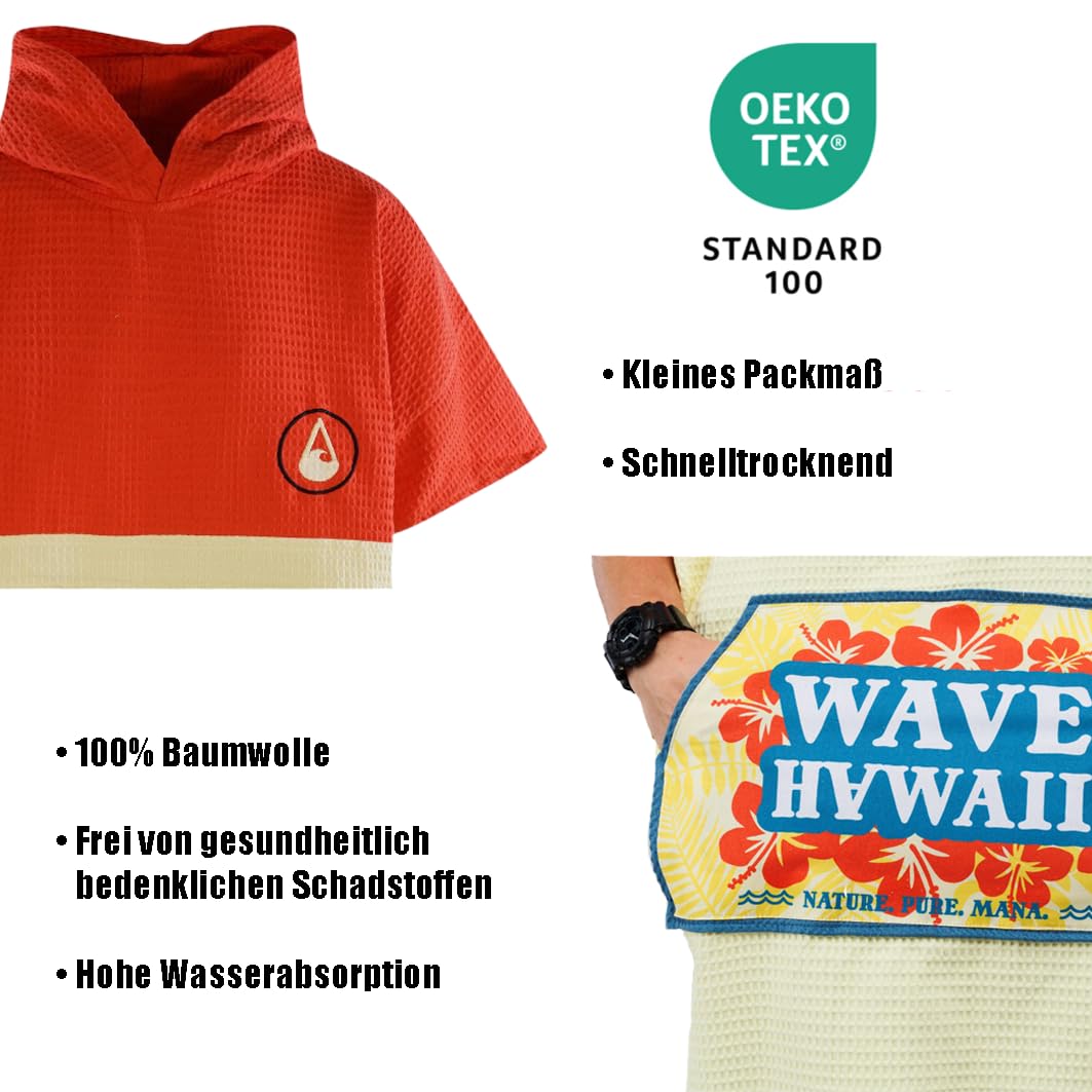 WAVE HAWAII Travel-Badeponcho Damen & Herren, Gr. S-M 151-183cm | Wailua
