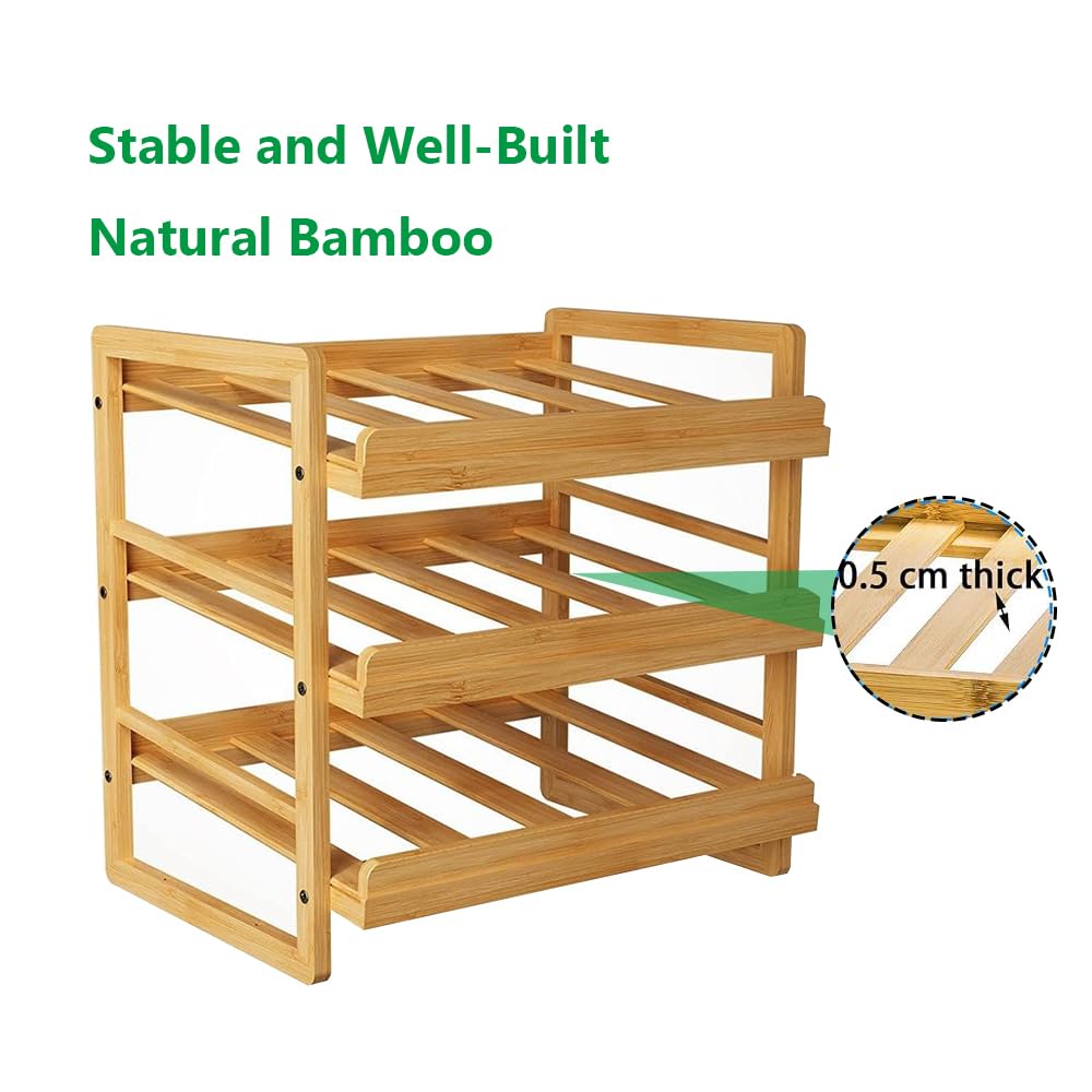 Organizer Per Lattine A 3 Livelli | In Bamb&ugrave; | Per 36 Lattine | Impilabile | Per Dispensa O Cucina