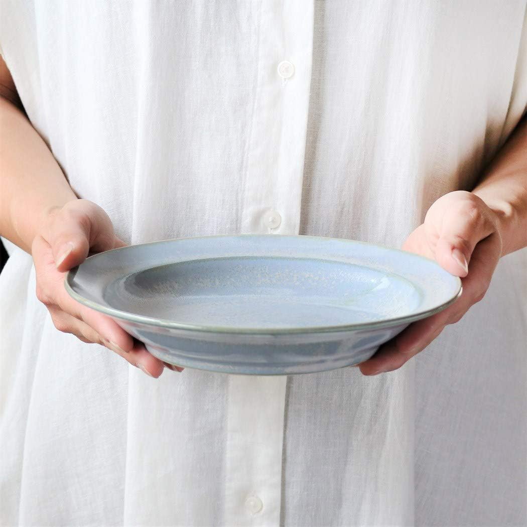 Minorutouki mino ware Curio Curry-pasta Plates Gray Set of 2, φ8.35×H1.57in 15.71oz Made in Japan