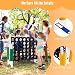 GYMAX Giant 4 in a Row Game, Jumbo Connect 4 Garden Games with 42 Rings, Basketball Hoop, Ring Game & Quick-Release Slider, Outdoor Four in a Row Toys for Kids Adults Family (White)