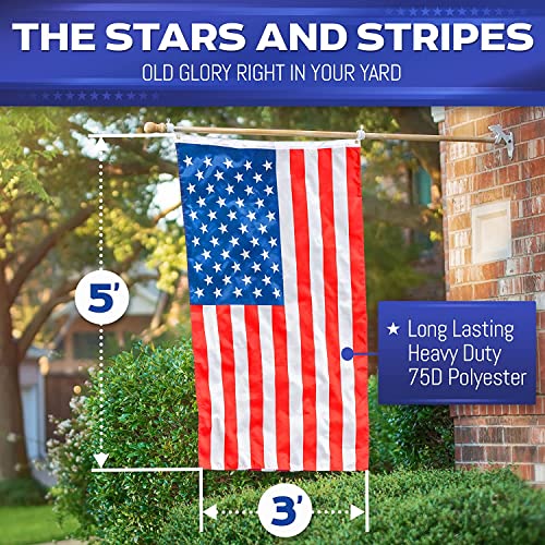 American Flag Outdoor Heavy Duty, Thickened, Us Flag, American Flag 3X5 Ft Durable, All Weather Nylon, Uv Fade Proof, Flag Outdoor High Wind - Patriotic Decorations, Double Stitched & Brass Grommets #TOP2