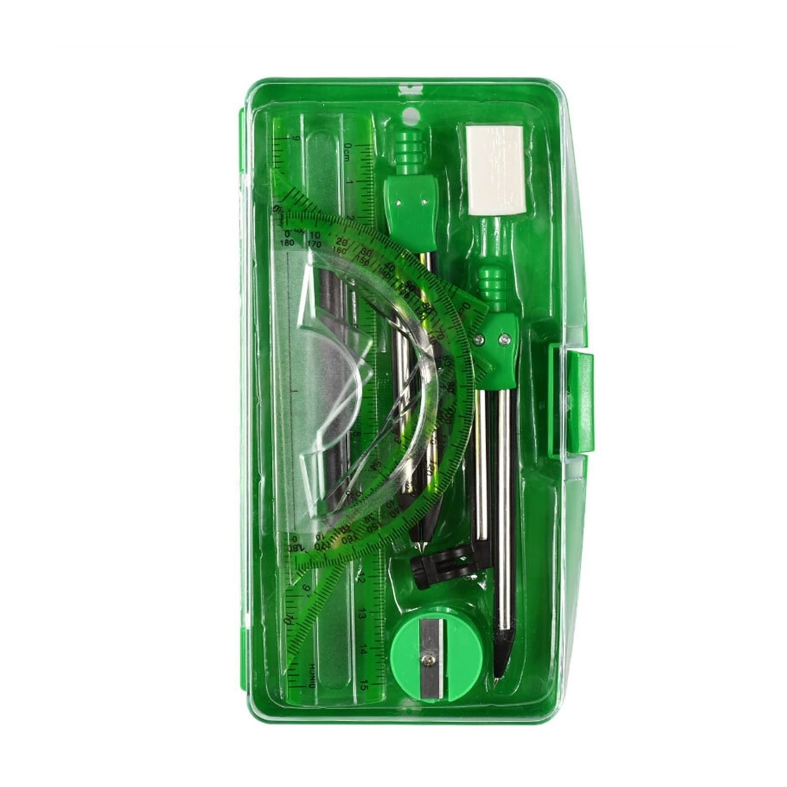 Conjunto de geometría Brújula profesional Portátil Precisión ProtRactor Dibujo Triángulo Eraser Compasses Set Math Eraser Ruler for estudiantes Suministros Escolares Compases (Color : C)