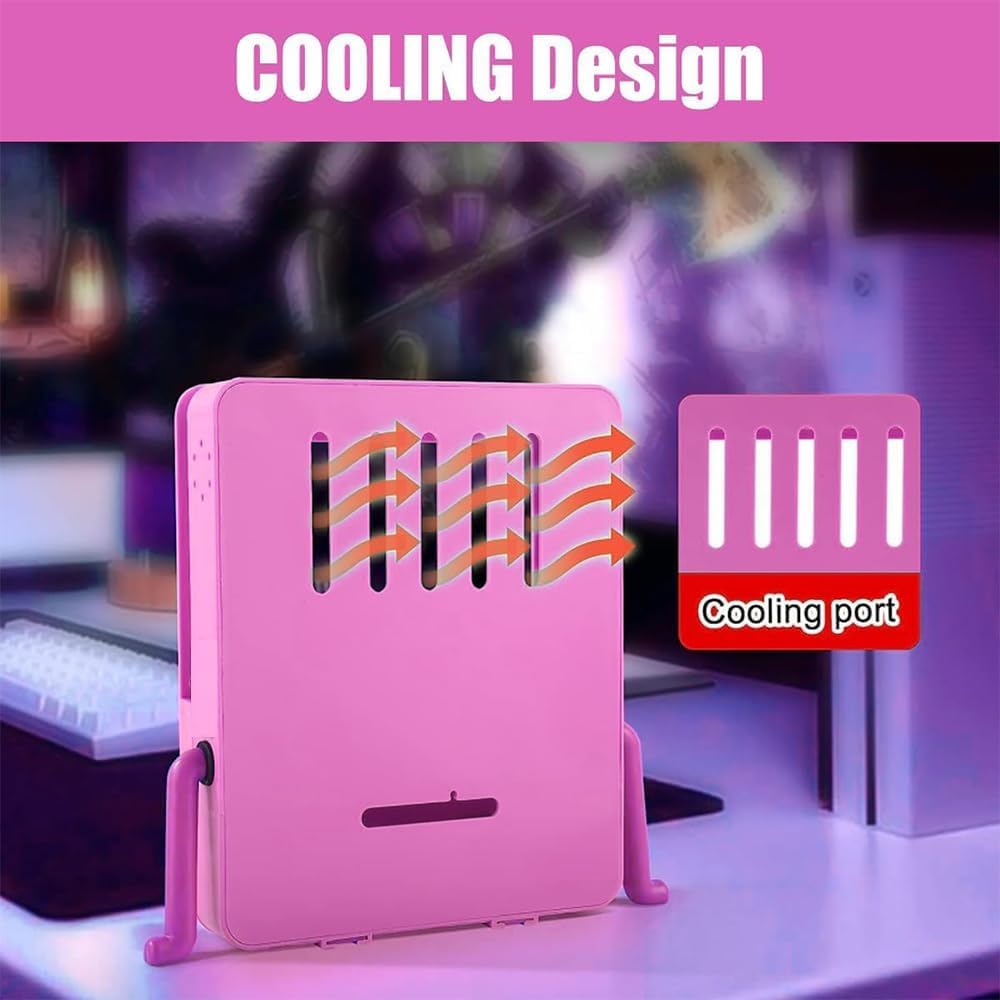 Funda rígida Protectora de Dibujos Animados para Consola de Interruptor, Consola de Juegos, Carcasa Protectora para Switch portátil, Soporte de Videojuegos (Ventilador de refrigeración, Rosa)