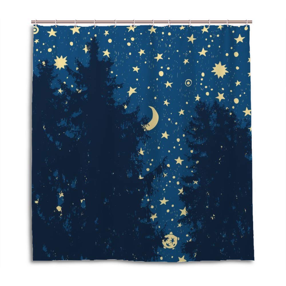 Rideau de douche bleu 183x183 cm en polyester imperméable avec ses 12 crochets