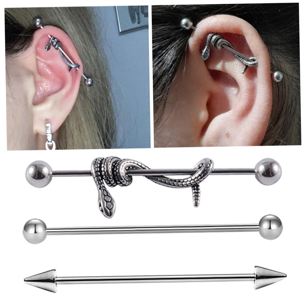 LIFKOME pendientes industriales piercing en la oreja de moda pendientes de barra industriales pendientes de mujer aretes de mujer joyas para perforar la oreja Acero inoxidable