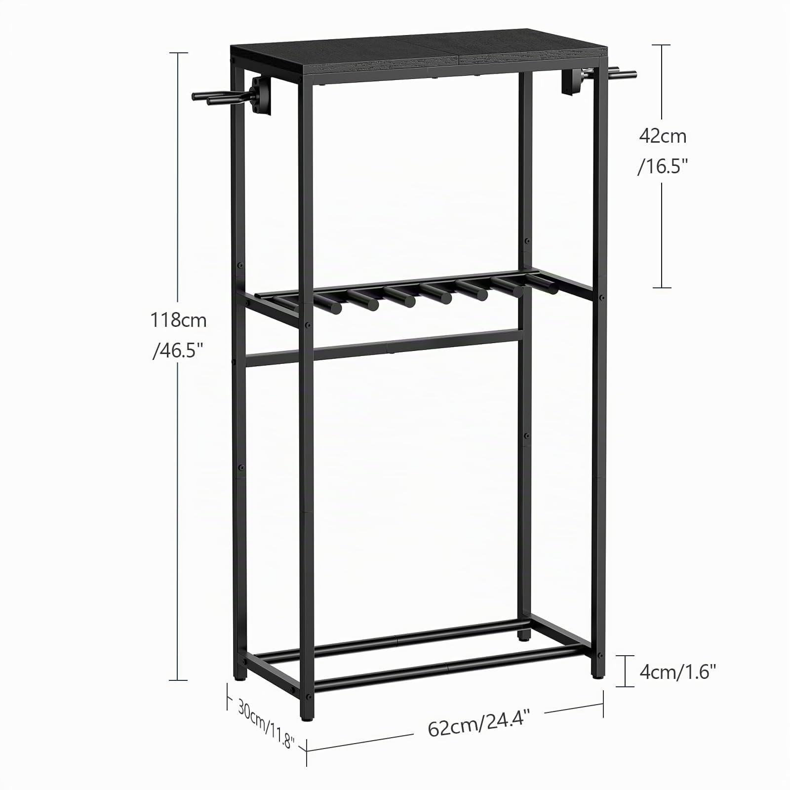 MAHANCRIS Soporte de Guitarra, Estantería para 7 Guitarras de Dos Niveles, para Guitarra Acústica, Guitarra Eléctrica, Bajo, Ukelele, Banjo, Revestimiento Protector de EVA, Negro AGSHB6701