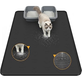 Mittimiya 100 x 70 cm Cat Litter Tray Mat Large XXL Food-Grade Silicone Cat Litter Mat Waterproof Non-Slip & Easy to Clean Cat Litter Mat for Cat Litter Multi-Cat Households