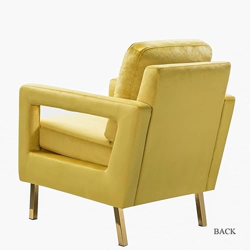 Miniatura 9 de HULALA HOME Silla decorativa de terciopelo con patas de metal dorado, sillón tapizado moderno y cómodo con cojín trasero extraíble, sillón