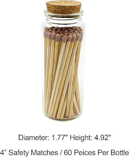 Miniatura 3 de Chandler Studio  Fósforos en un frasco  Más de 60 cerillas  Fósforos decorativos con almohadilla de encendido  Encendedor de velas largo para