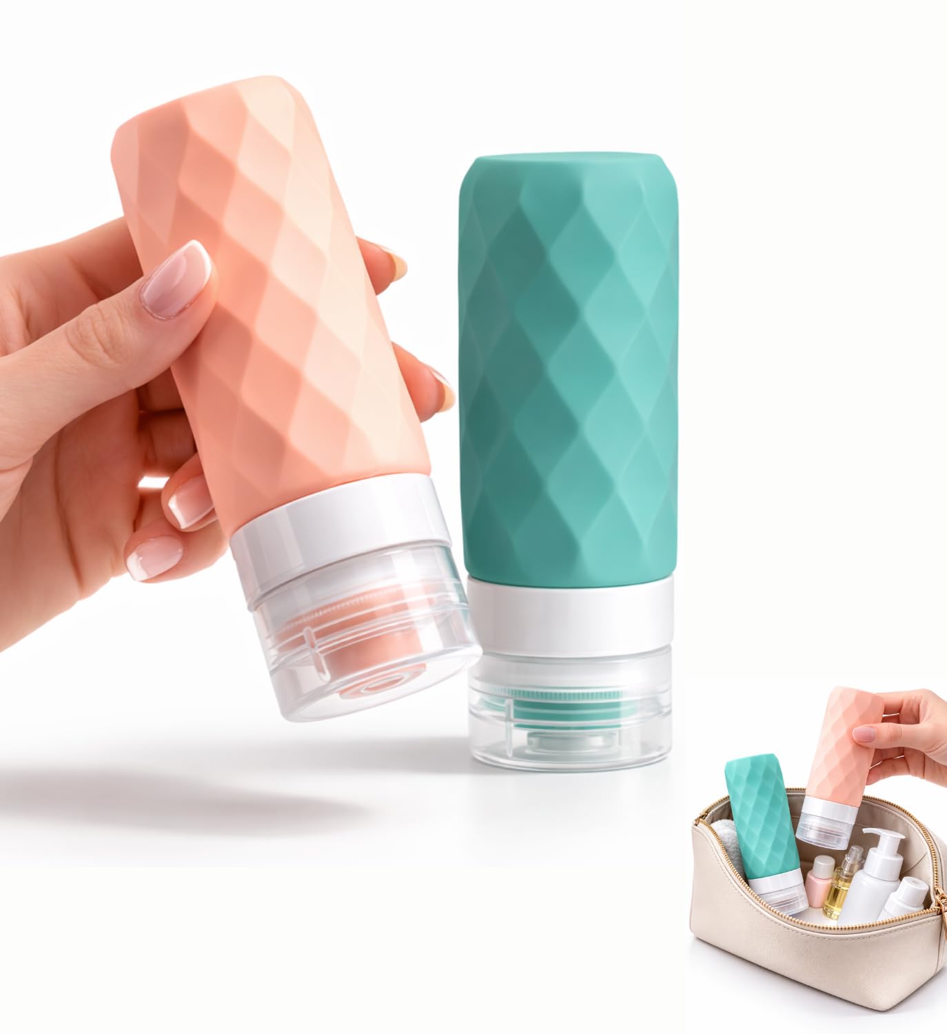 INSIME Silicone travel bottles for toiletries | Refillable travel containers for toiletries makeup shampoo container | Leak Proof Travel Size Toiletry bottles for travelling | Travel essentials kit-image-14