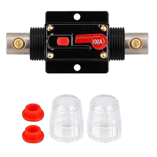 Miniatura 7 de Disyuntor de audio de 100 amperios, portafusibles de 12 V-24 V CC, interruptor de interruptor de 20 a 300 A, disyuntor en línea con botón de