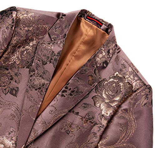 UNINUKOO Mens Suit Jacket Paisley Notch Lapel 1 Button Stylish Funky Party Dinner Tuxedo Blazer Jacket US Size 38 Brown4