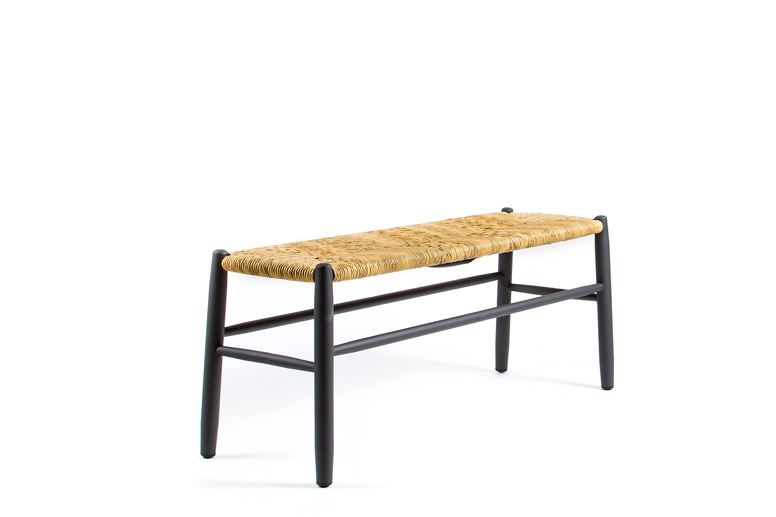 STIPA BENCH ALUMINIUM, CHARBON - WICKER, NATURAL
