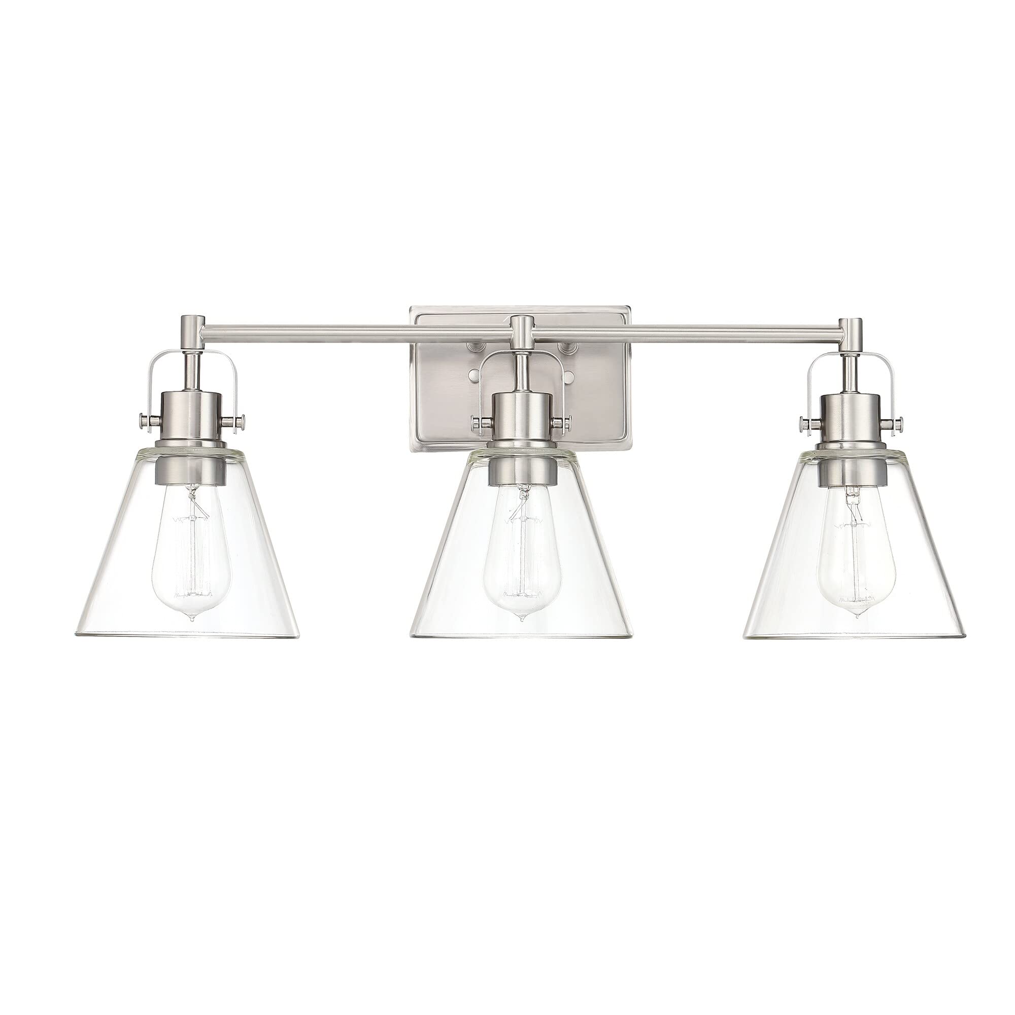 Hukoro 25.4 in. 3-Light Vanity Light with Brushed Nickel Finish and Clear Glass Shade