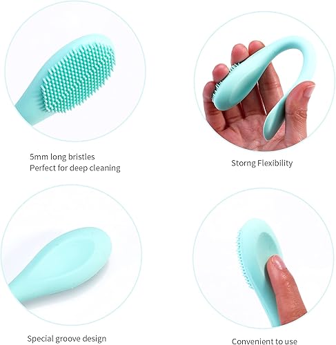 Miniatura 4 de MSQ Cepillo de silicona para mascarilla facial, limpiador facial suave, paquete de 2 cepillos de doble extremo para barro, arcilla, máscara mixta de