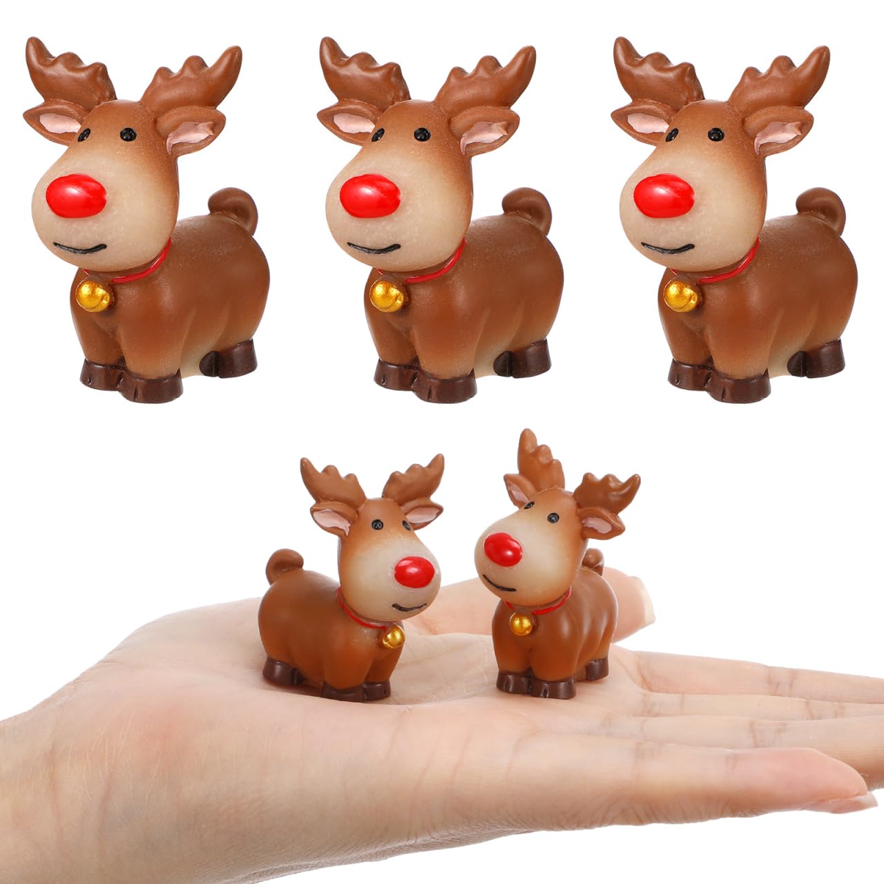 Homoyoyo 5 Stück Rentier-Figur Mini-Rentier-Statue Weihnachten Cartoon-Geweih Hirsch Elch Mini-Hirsch Dekorationen Cartoon-Bastel-Muster Figur Tier-Kuchenaufsatz Für Jungen Im Grils-Stil
