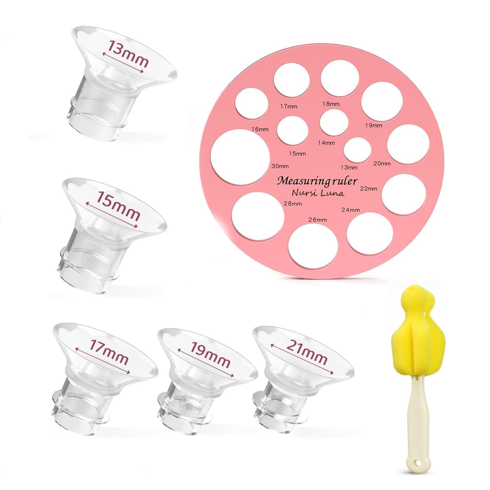 7PCS Flange Insert for Breast Pump Set, Flanges for Breast Pump, Breast Pump Accessories with Breast Size Measurement Ruler, Compatible with Most Breast Pumps, Flange Ruler Includes 13/15/17/19/21mm-image-36