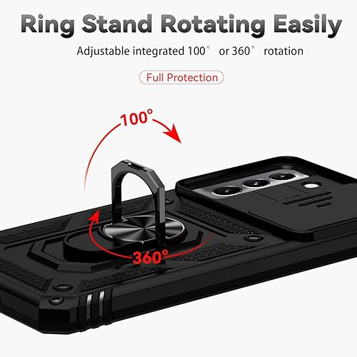 Miniatura 6 de Funda para Samsung Galaxy S22 Plus con cubierta para lente de cámara, protector de pantalla HD, resistente a caídas de grado militar, soporte