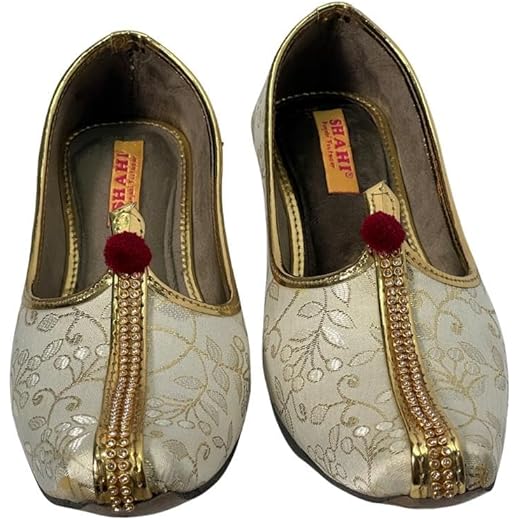 Kids Off White Printed Punjabi Jutti