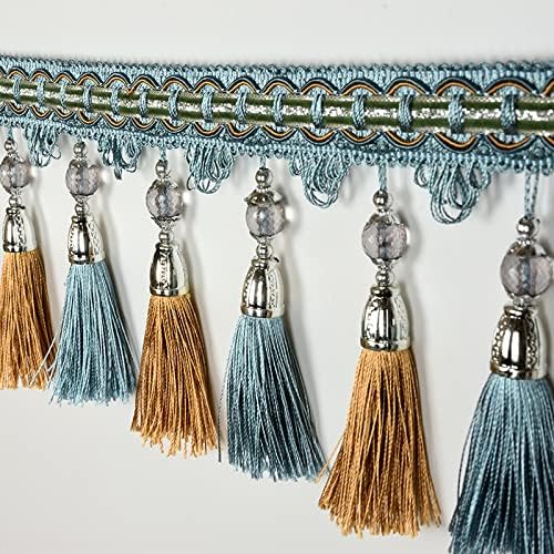 Elegant Beaded Tassel Fringe Trim - 1 Meter Decorative Sewing Ribbon for DIY Crafts, Lampshades, and Tablecloths(Yeiiow)