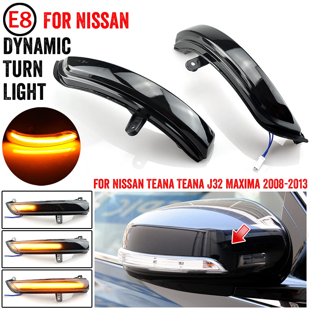 QKLsudua 2pcs Dynamic Turn Signal LED Side Mirror Indicator Blinker Sequential Light Compatible with Nis-san Teana J32 Maxima 2008 2009 2010 2011 2012 2013 2014 2015 2016 2017 2018 2019