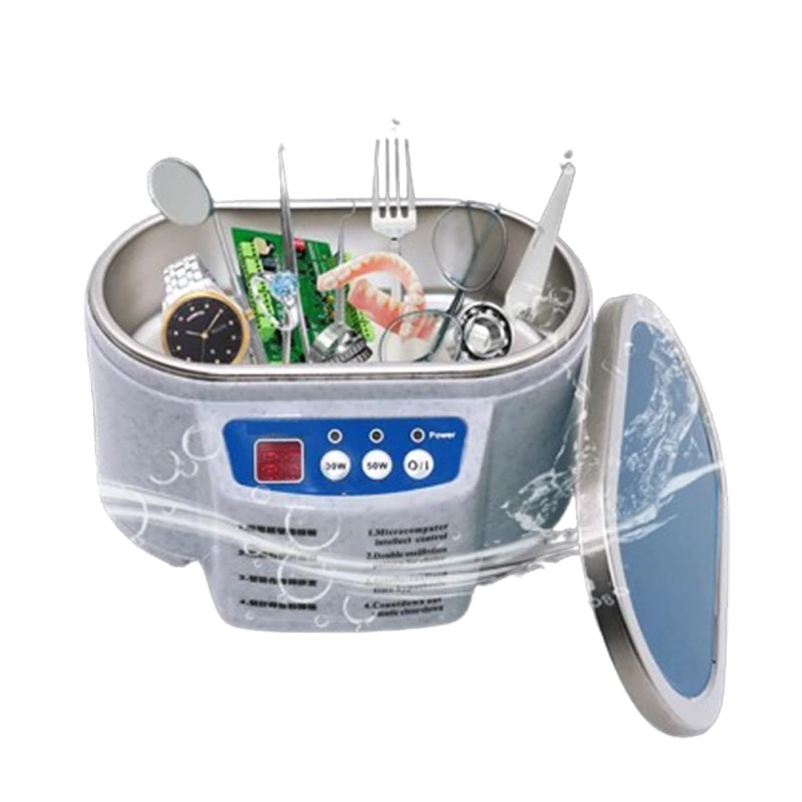 OPSREY Ultrasonic Cleaner 30/50W Sonicator Bath 40Khz Degas for Watches Contact Lens Glasses Denture Teeth Electric Makeup Razor